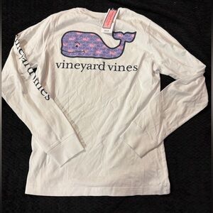 Vineyard Vines NWT Girls White Long-Sleeve Tee with Purple Whale Graphic